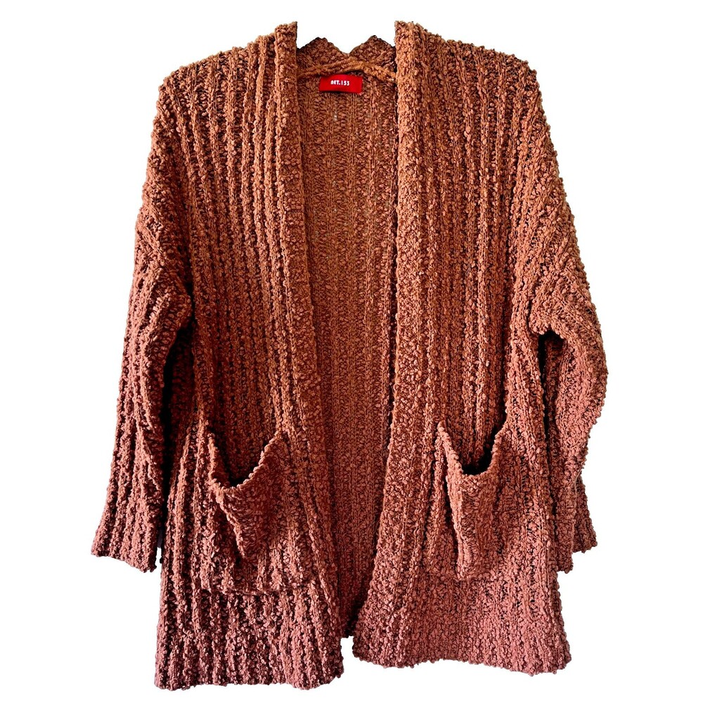 NET.153 Rust Color Chunky Knit Cardigan with front Pockets SIZE M/L